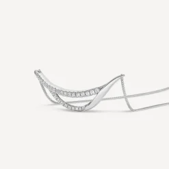 9ct White Gold Diamond Set Open Double Curve Necklet
