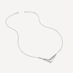 9ct White Gold Diamond Set Double V Necklet