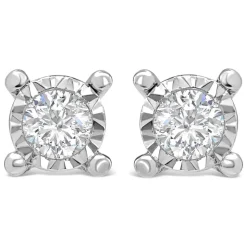 9ct White Gold Diamond Stud Earrings