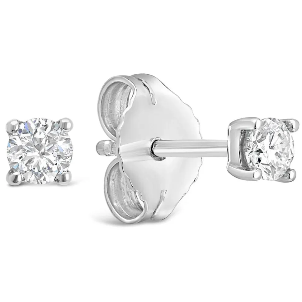 9ct White Gold Diamond Stud Earrings
