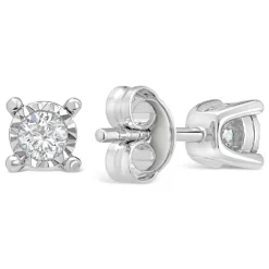 9ct White Gold Diamond Stud Earrings