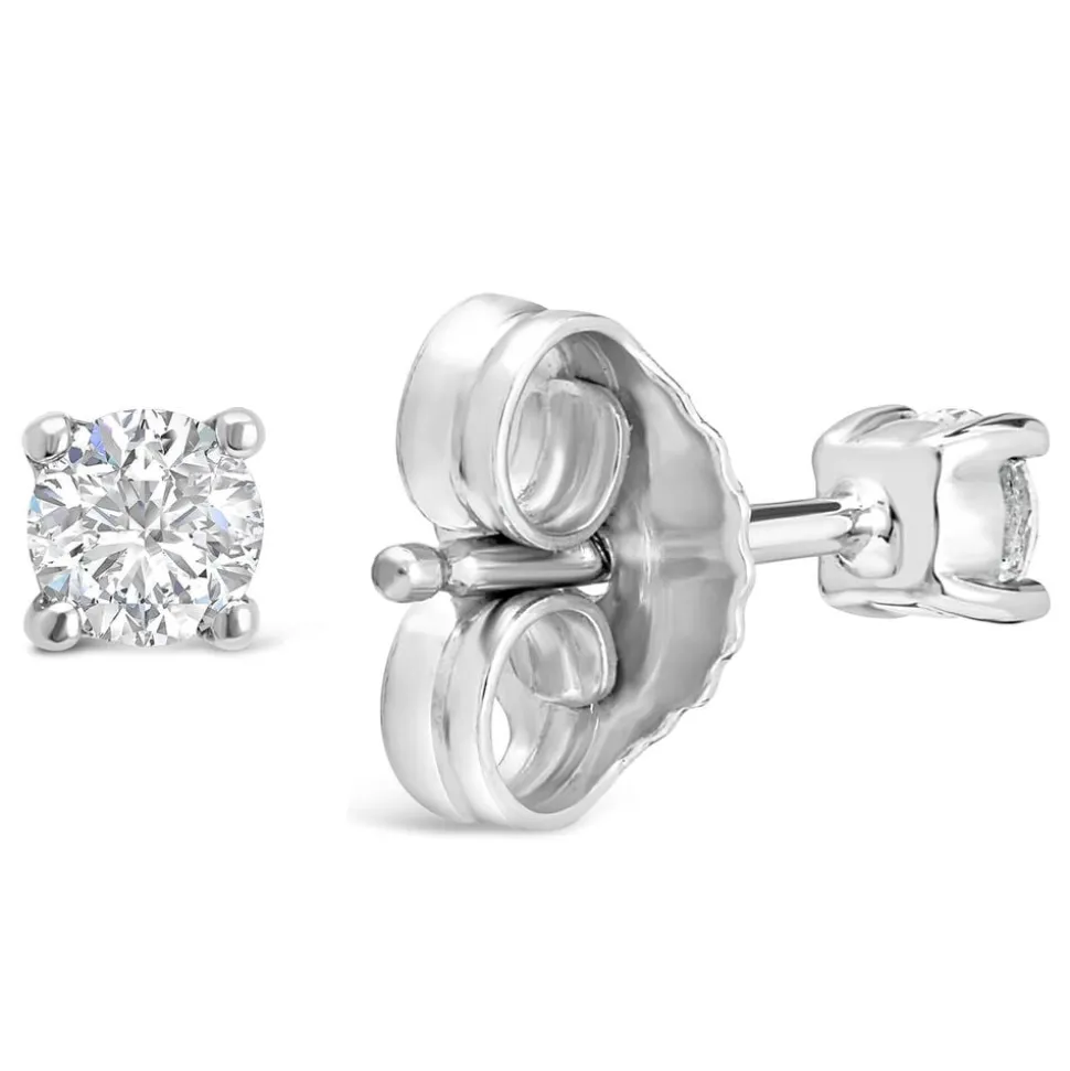 9ct White Gold Diamond Stud Earrings