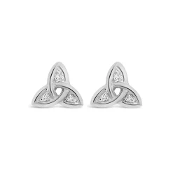 14ct White Gold Diamond Trinity Knot Stud Earrings