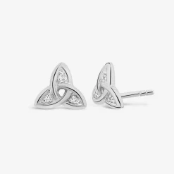 14ct White Gold Diamond Trinity Knot Stud Earrings