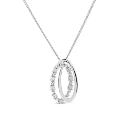 9ct White Gold Double Oval Cubic Zirconia Set Pendant