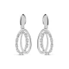 9ct White Gold Double Oval Cubic Zirconia Set Drop Earrings