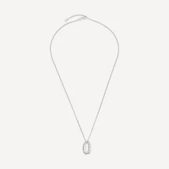 9ct White Gold Double Oval Cubic Zirconia Set Pendant