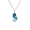 9ct White Gold Double Pear Blue Topaz & 0.01ct Diamond Set Pendant
