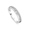 9ct White Gold Double Polished & 0.19ct Diamond Set Wedding Ring