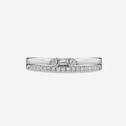 9ct White Gold Double Polished & 0.19ct Diamond Set Wedding Ring