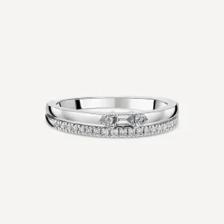 9ct White Gold Double Polished & 0.19ct Diamond Set Wedding Ring