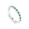 9ct White Gold Emerald & 0.09ct Diamond Claw Set Eternity Ring