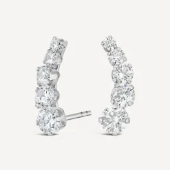 9ct White Gold Five Cubic Zirconia Climber Stud Earrings
