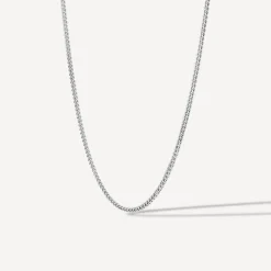 9ct White Gold Flat Curbed Chain Necklet