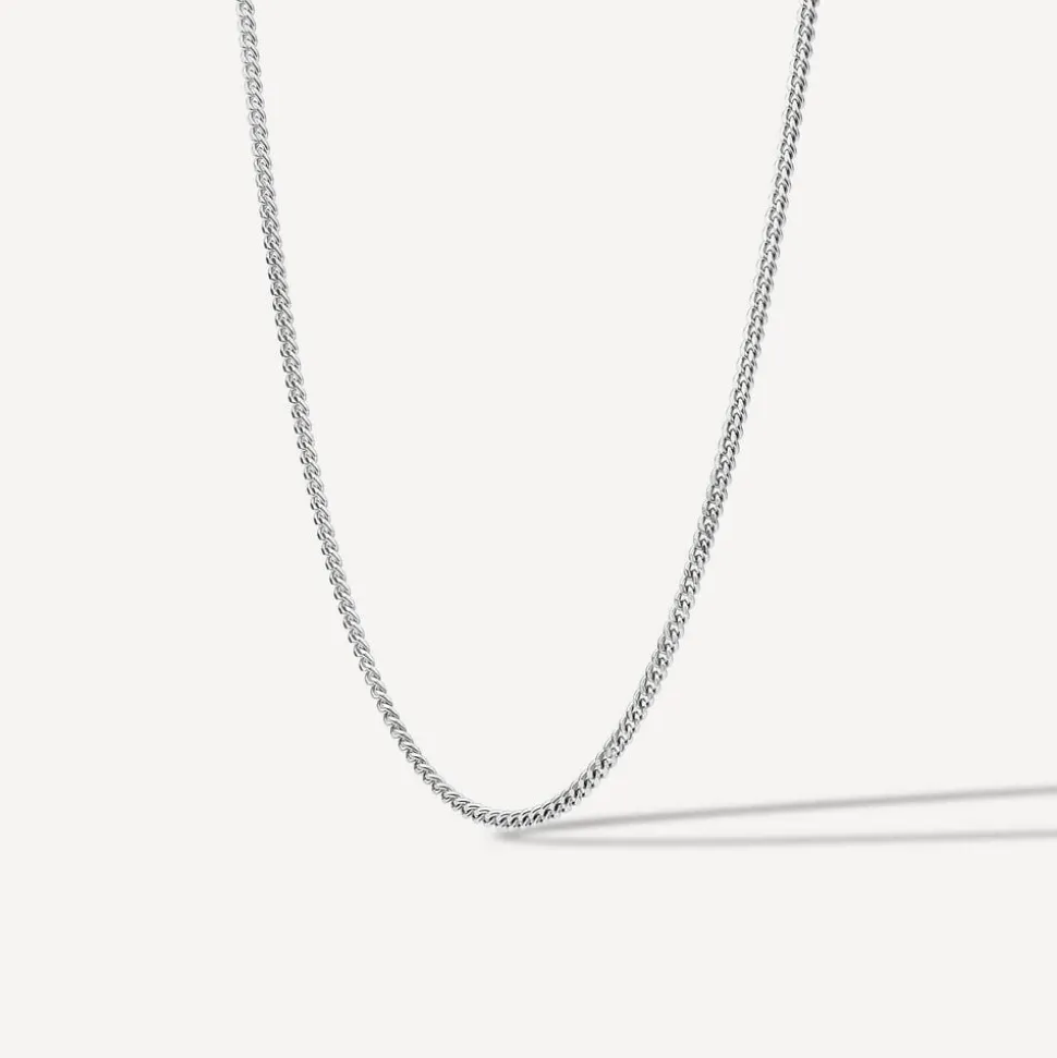 9ct White Gold Flat Curbed Chain Necklet