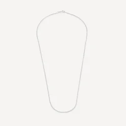 9ct White Gold Flat Curbed Chain Necklet