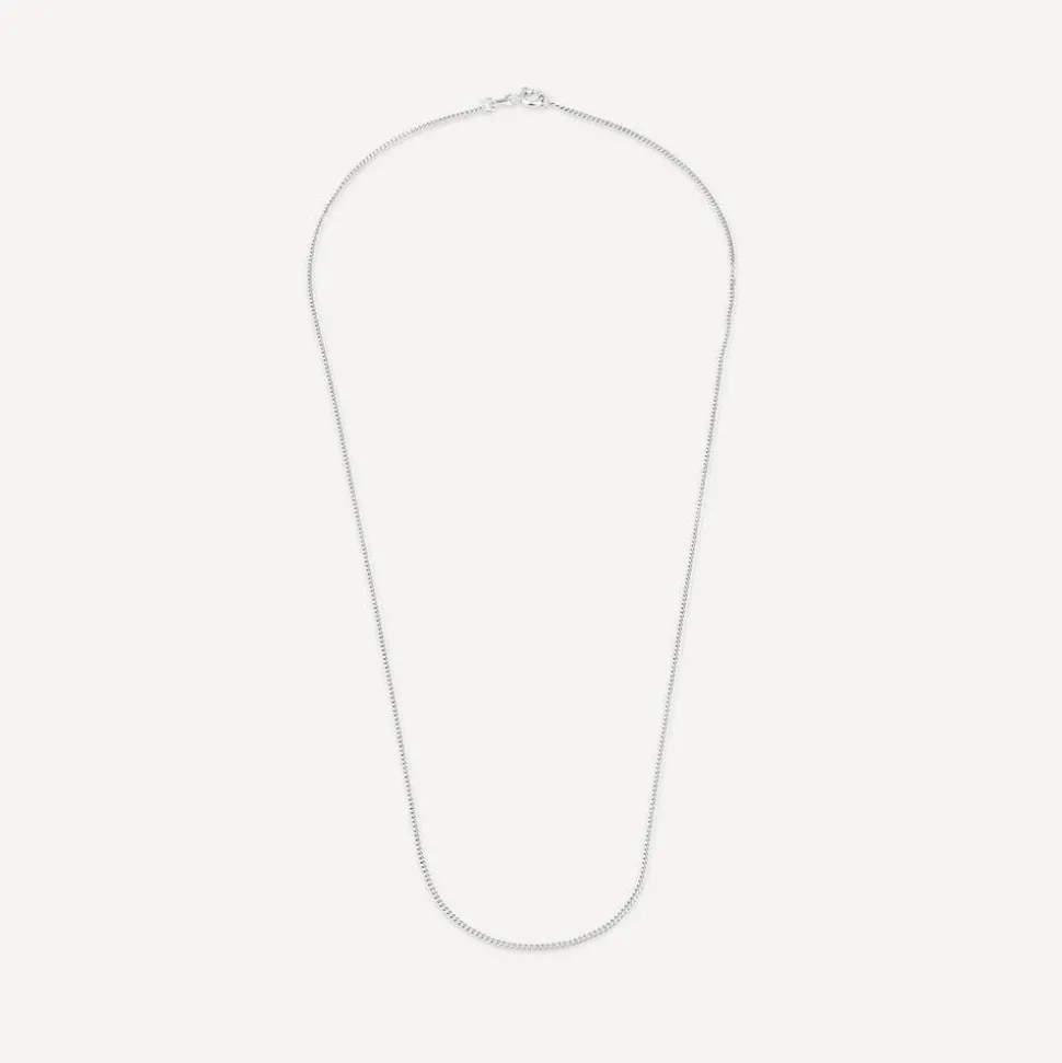 9ct White Gold Flat Curbed Chain Necklet
