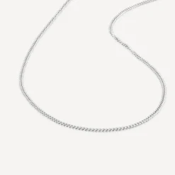 9ct White Gold Flat Curbed Chain Necklet