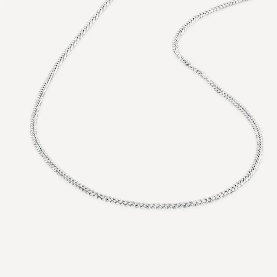 9ct White Gold Flat Curbed Chain Necklet