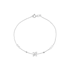 9ct White Gold Flower Infinity Beads Bracelet