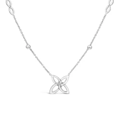 9ct White Gold Flower Infinity Beads Necklet