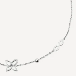 9ct White Gold Flower Infinity Beads Bracelet