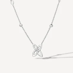 9ct White Gold Flower Infinity Beads Necklet