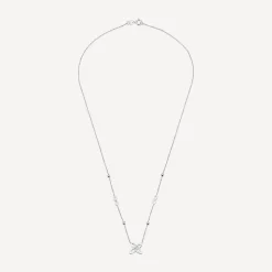 9ct White Gold Flower Infinity Beads Necklet