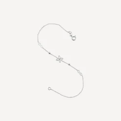 9ct White Gold Flower Infinity Beads Bracelet