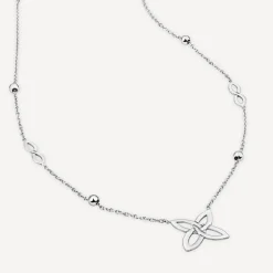 9ct White Gold Flower Infinity Beads Necklet