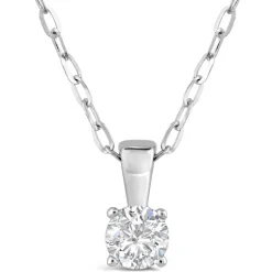 9ct White Gold Four Claw Diamond 0.25ct Pendant