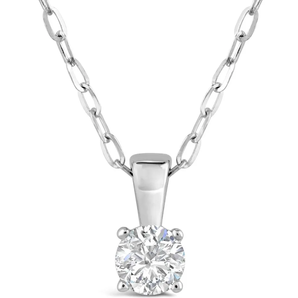 9ct White Gold Four Claw Diamond 0.25ct Pendant
