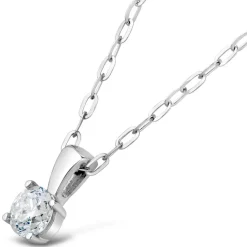 9ct White Gold Four Claw Diamond 0.25ct Pendant