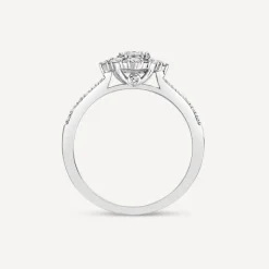 18ct White Gold Illusion 0.35ct Diamond Cluster Shoulders Ring