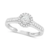 9ct White Gold Illusion Set 0.33ct Diamond Halo and Pave Shoulders Ring