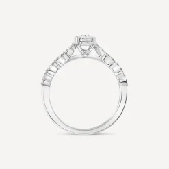 18ct White Gold Illusion Solitaire Vintage 0.37ct Diamond Shoulders Ring