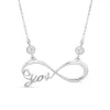 9ct White Gold Infinity Love You Stone Set Pendant (Chain Included)