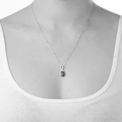 9ct White Gold London Blue Topaz and Diamond Pendant