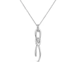 9ct White Gold Long Knot Drop Pendant