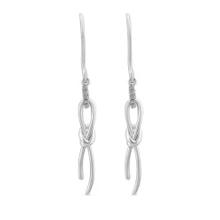 9ct White Gold Long Knot Drop Earrings