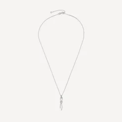 9ct White Gold Long Knot Drop Pendant