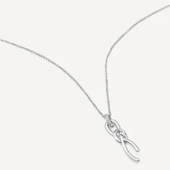 9ct White Gold Long Knot Drop Pendant