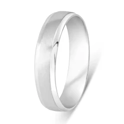 9ct White Gold Matt Centre and Polished Sides 5mm Gents Wedding ring