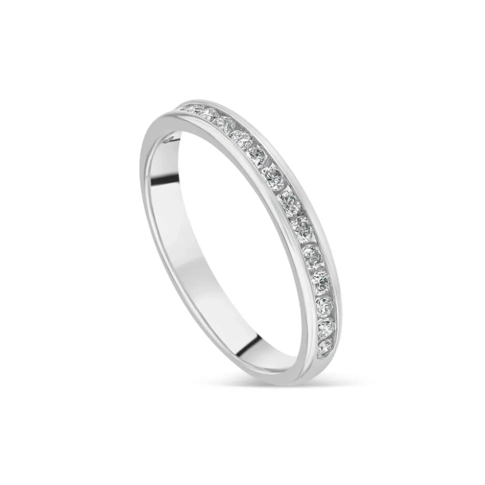 9ct White Gold 3mm Channel Set 0.35 Diamond Wedding Ring