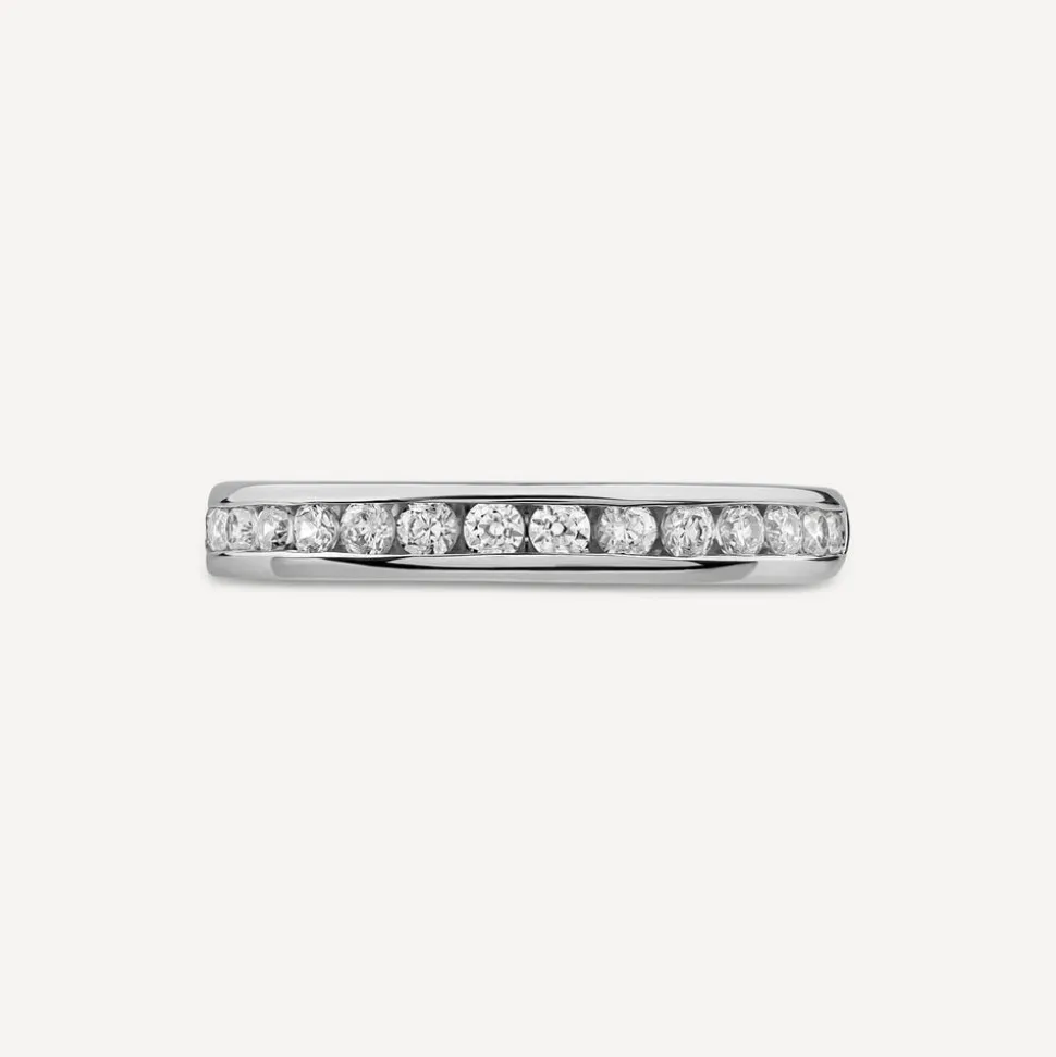 9ct White Gold 3mm Channel Set 0.35 Diamond Wedding Ring