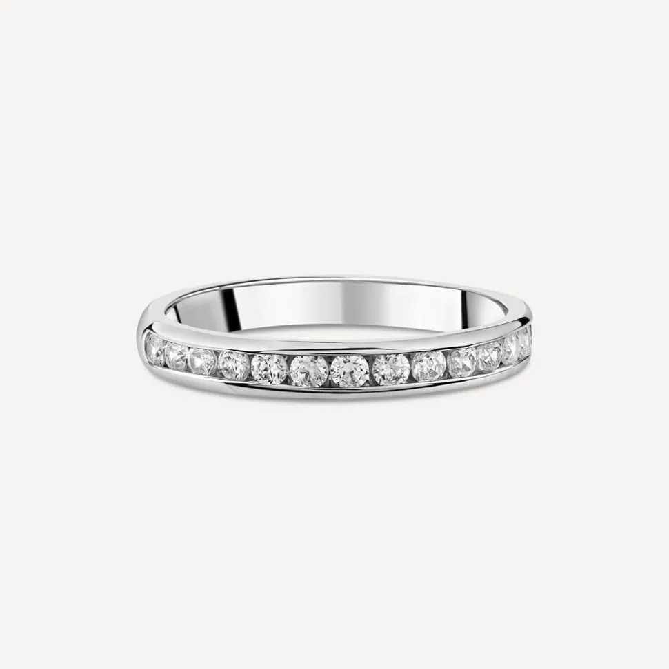 9ct White Gold 3mm Channel Set 0.35 Diamond Wedding Ring
