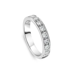 18ct White Gold 3.5mm 0.67ct Diamond Pave Set Wedding Ring