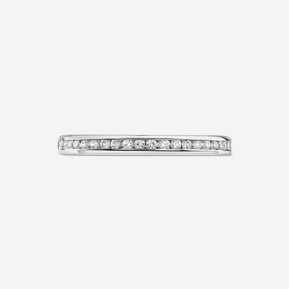 9ct White Gold 2mm 0.10ct Diamond Channel Set Wedding Ring