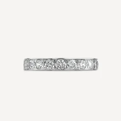 18ct White Gold 3.5mm 0.67ct Diamond Pave Set Wedding Ring
