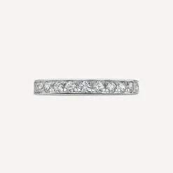 18ct White Gold 3mm 0.50ct Diamond Pave Set Wedding Ring